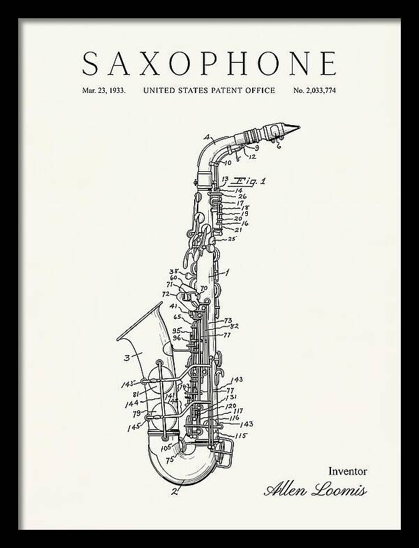 Saxophone Minimalist Patent Us2033774a