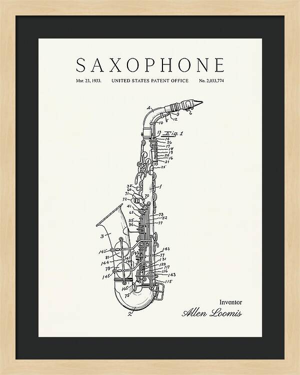 Saxophone Minimalist Patent Us2033774a