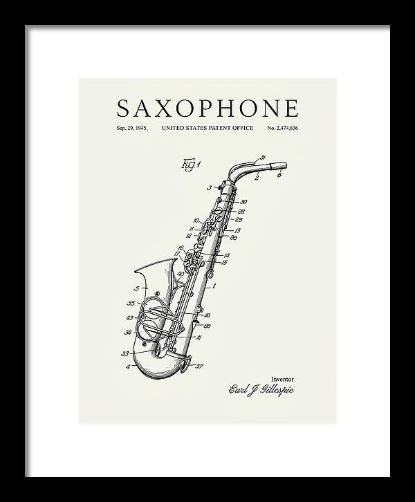 Saxophone Minimalist Patent Us2474836a