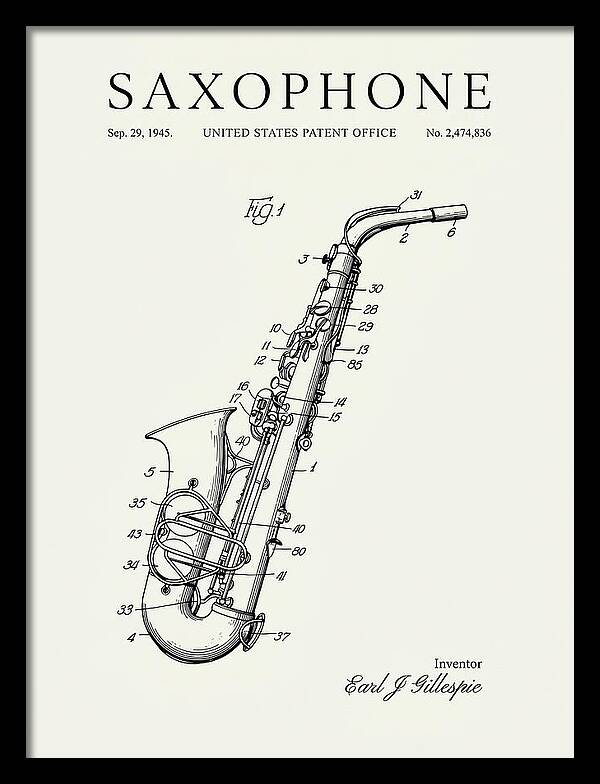Saxophone Minimalist Patent Us2474836a
