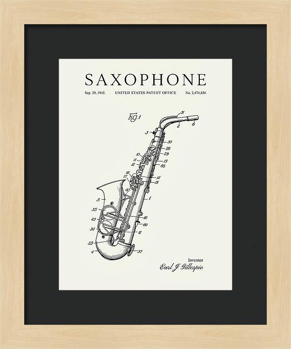 Saxophone Minimalist Patent Us2474836a