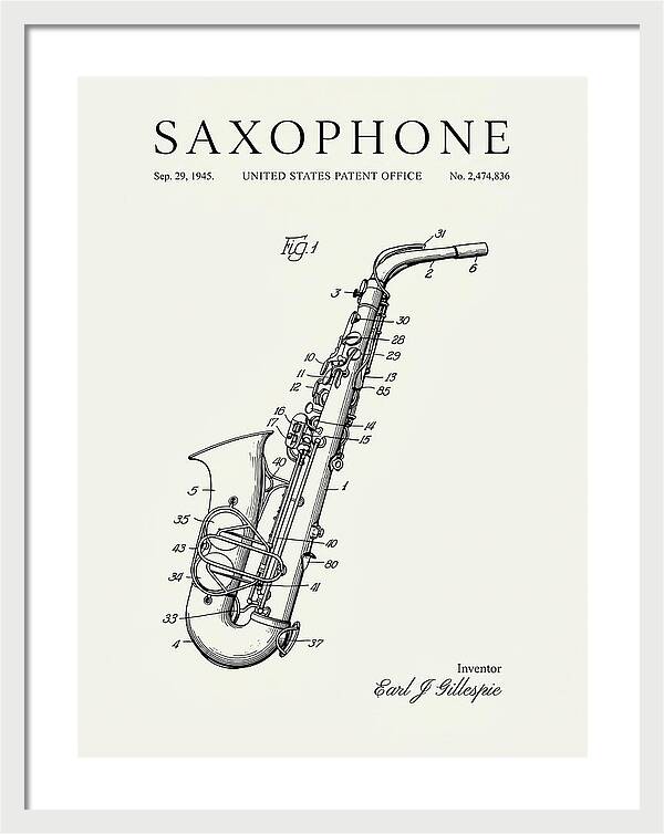 Saxophone Minimalist Patent Us2474836a