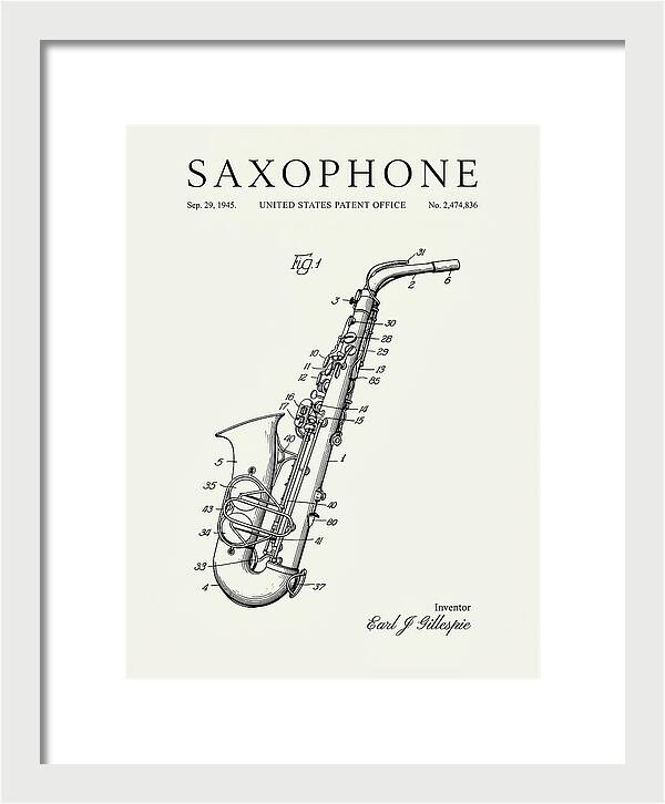 Saxophone Minimalist Patent Us2474836a