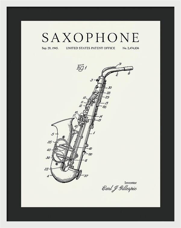 Saxophone Minimalist Patent Us2474836a