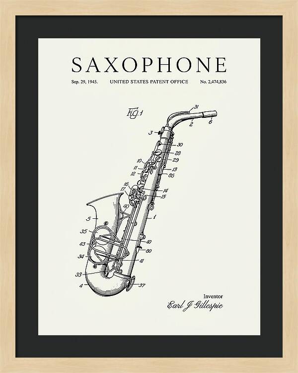 Saxophone Minimalist Patent Us2474836a