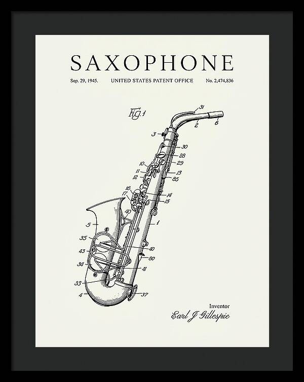 Saxophone Minimalist Patent Us2474836a