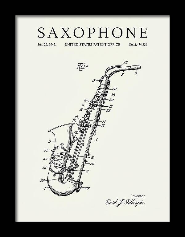 Saxophone Minimalist Patent Us2474836a