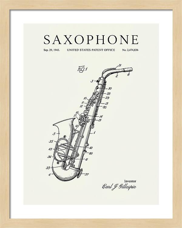Saxophone Minimalist Patent Us2474836a