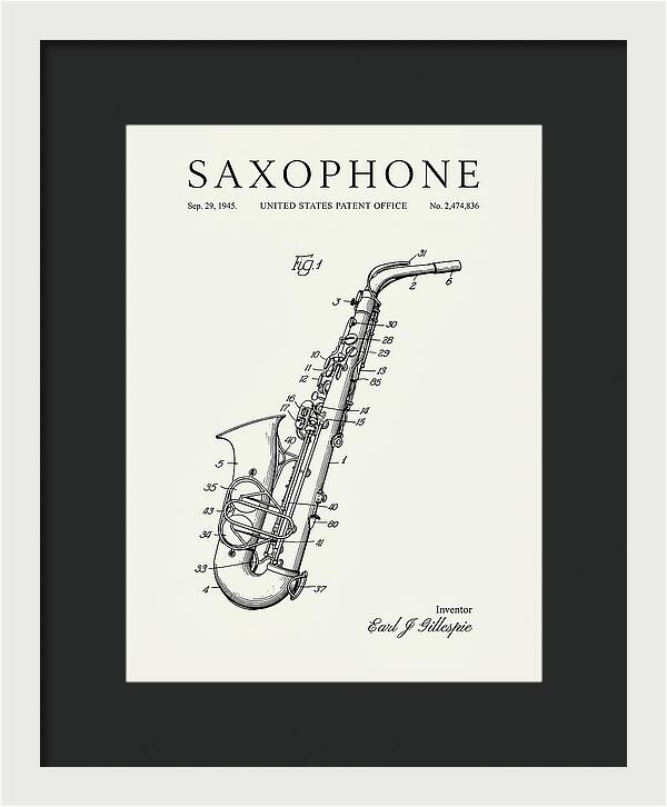 Saxophone Minimalist Patent Us2474836a