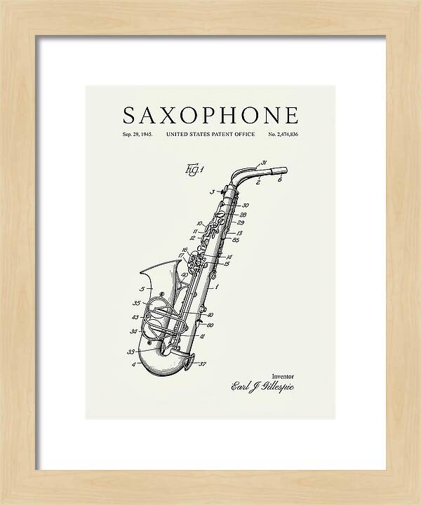 Saxophone Minimalist Patent Us2474836a