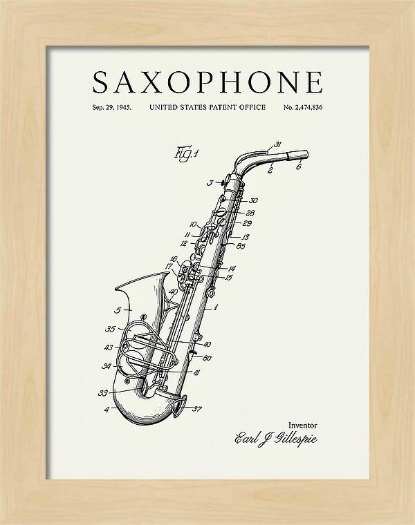 Saxophone Minimalist Patent Us2474836a