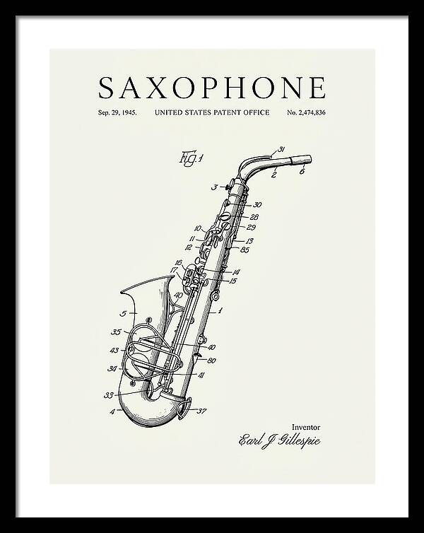 Saxophone Minimalist Patent Us2474836a