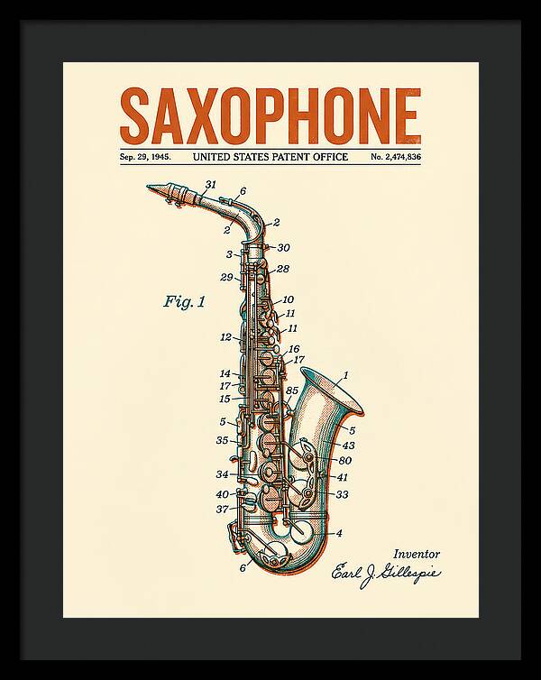 Saxophone Retro Patent Us2474836a