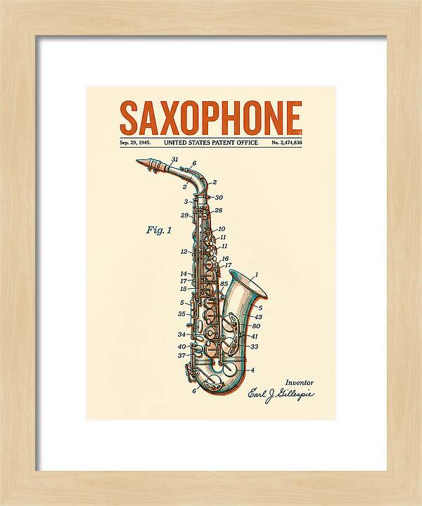Saxophone Retro Patent Us2474836a
