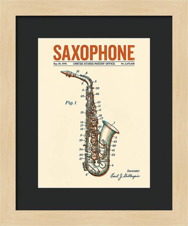 Saxophone Retro Patent Us2474836a