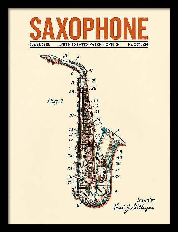Saxophone Retro Patent Us2474836a
