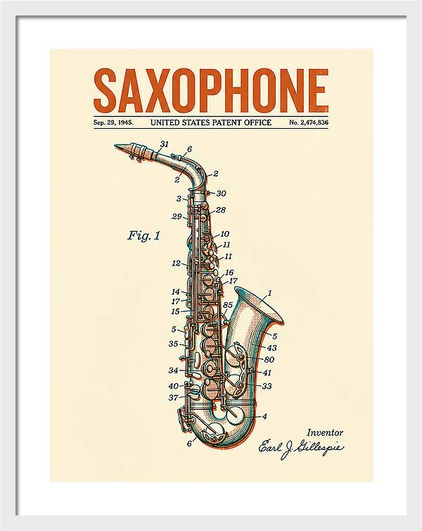 Saxophone Retro Patent Us2474836a