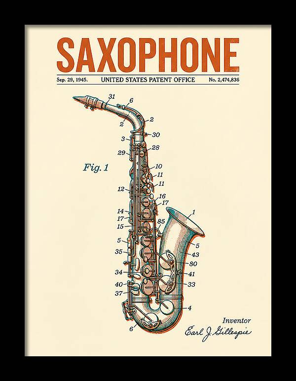 Saxophone Retro Patent Us2474836a