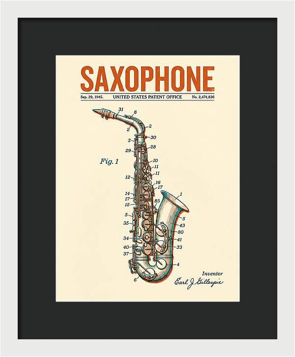 Saxophone Retro Patent Us2474836a