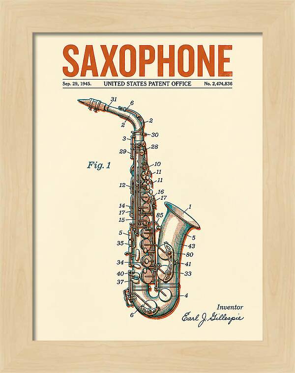 Saxophone Retro Patent Us2474836a