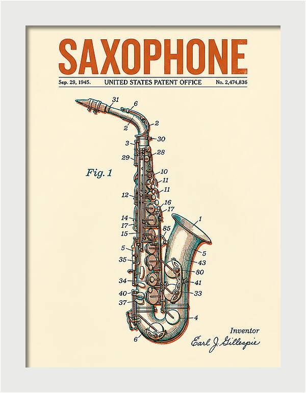 Saxophone Retro Patent Us2474836a