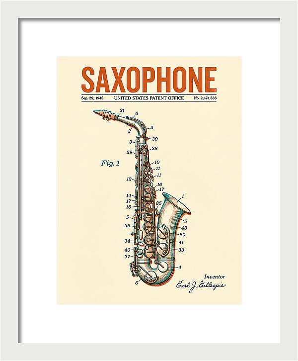 Saxophone Retro Patent Us2474836a