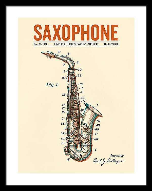 Saxophone Retro Patent Us2474836a