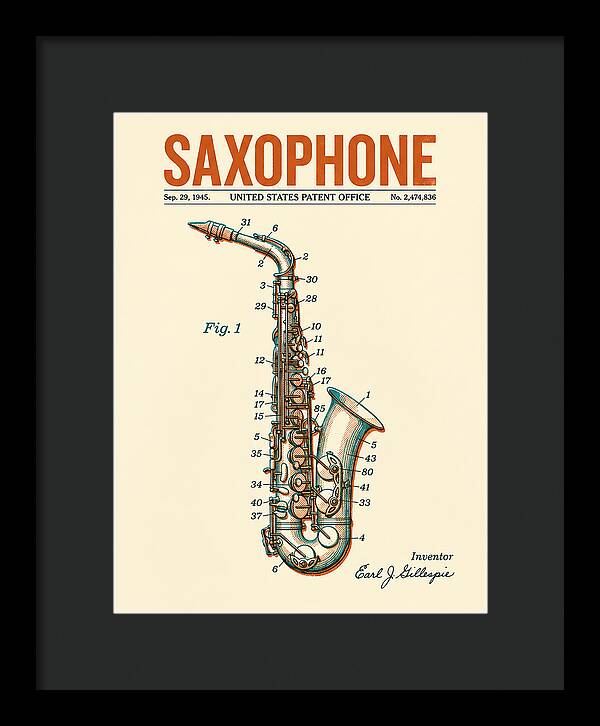 Saxophone Retro Patent Us2474836a