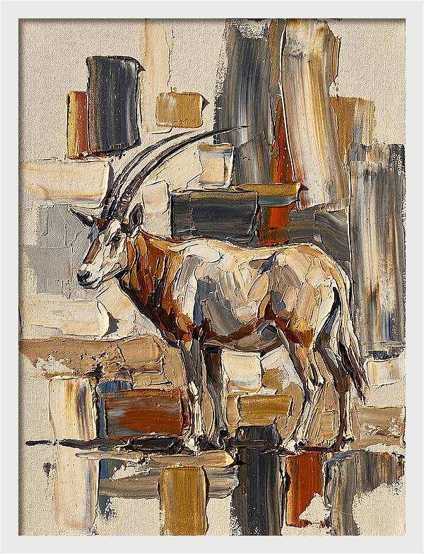 Scimitar Oryx In Abstract Landscape