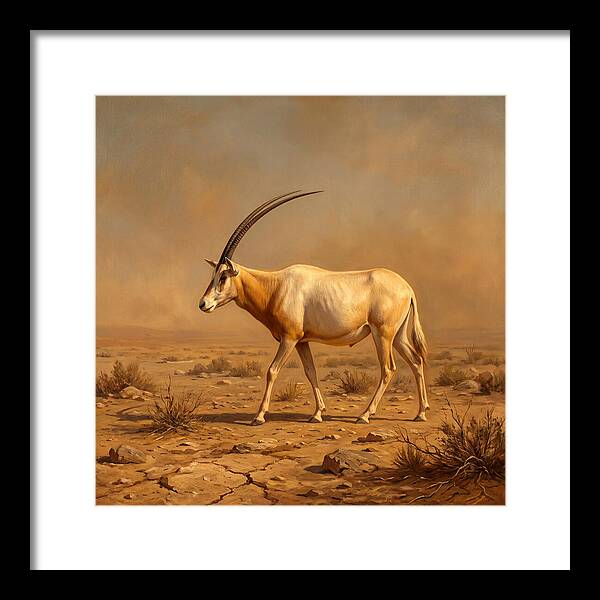 Scimitar Oryx In Desert Landscape
