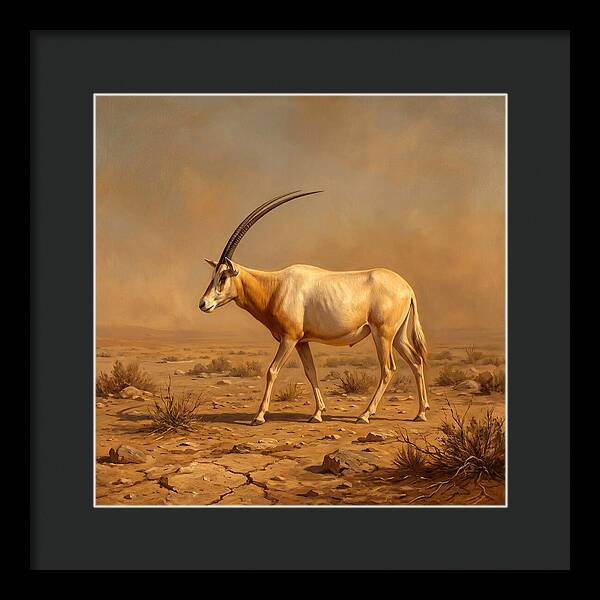 Scimitar Oryx In Desert Landscape