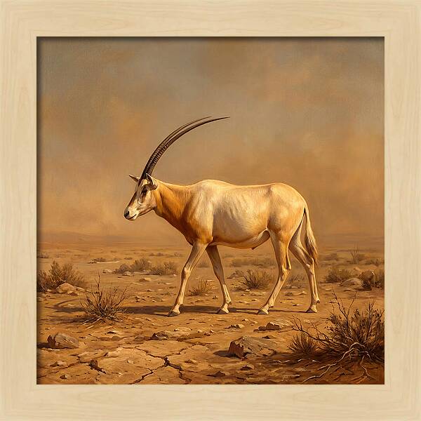 Scimitar Oryx In Desert Landscape