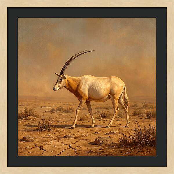 Scimitar Oryx In Desert Landscape