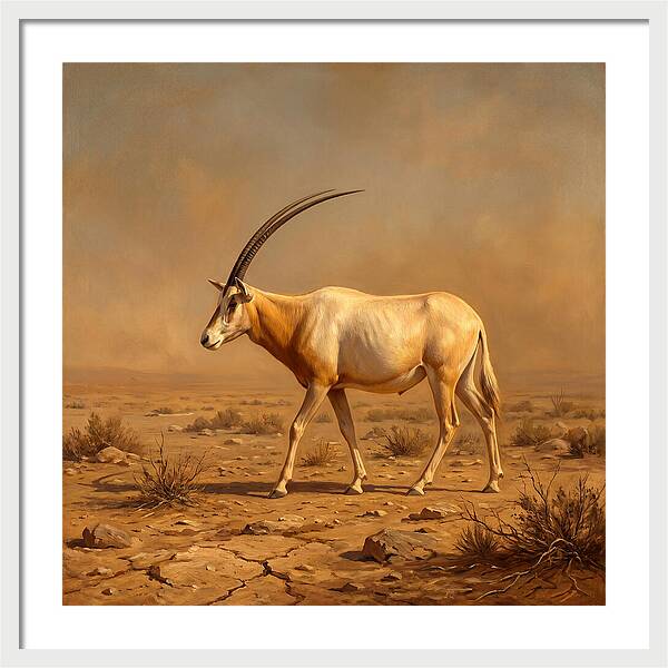 Scimitar Oryx In Desert Landscape