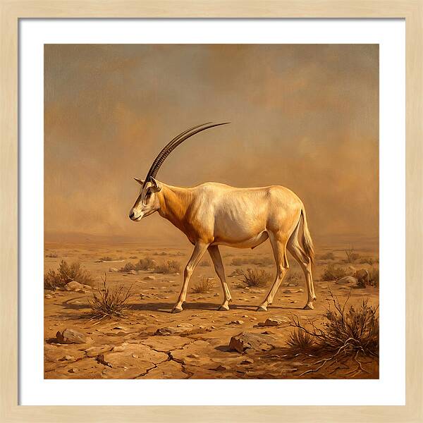 Scimitar Oryx In Desert Landscape