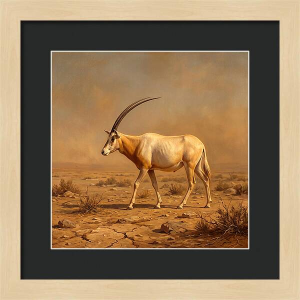 Scimitar Oryx In Desert Landscape