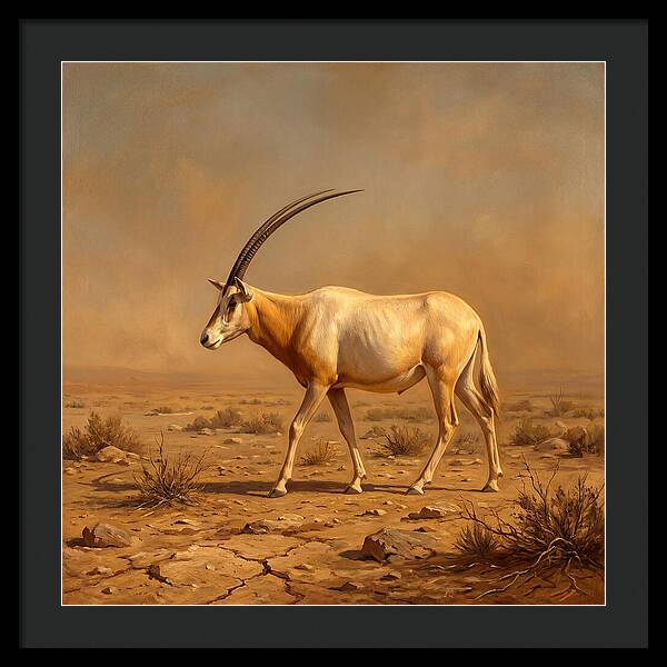 Scimitar Oryx In Desert Landscape