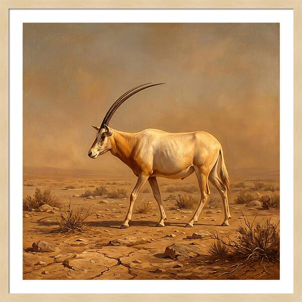 Scimitar Oryx In Desert Landscape