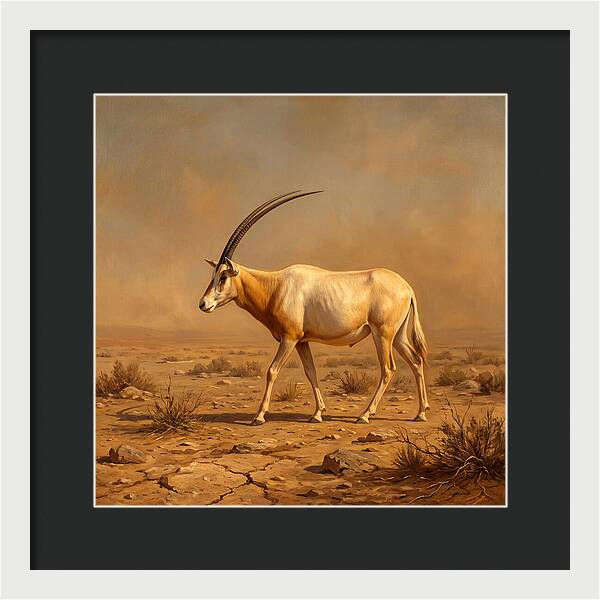 Scimitar Oryx In Desert Landscape