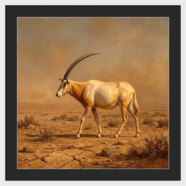 Scimitar Oryx In Desert Landscape