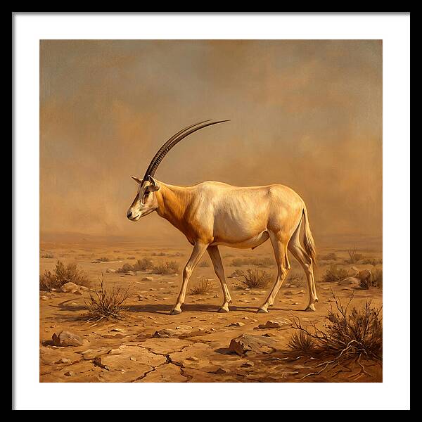 Scimitar Oryx In Desert Landscape