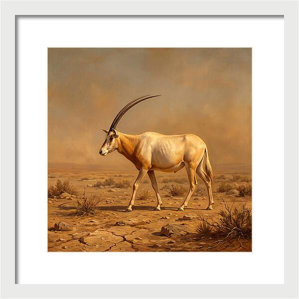 Scimitar Oryx In Desert Landscape