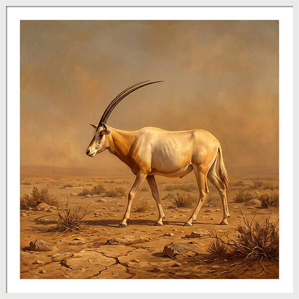 Scimitar Oryx In Desert Landscape