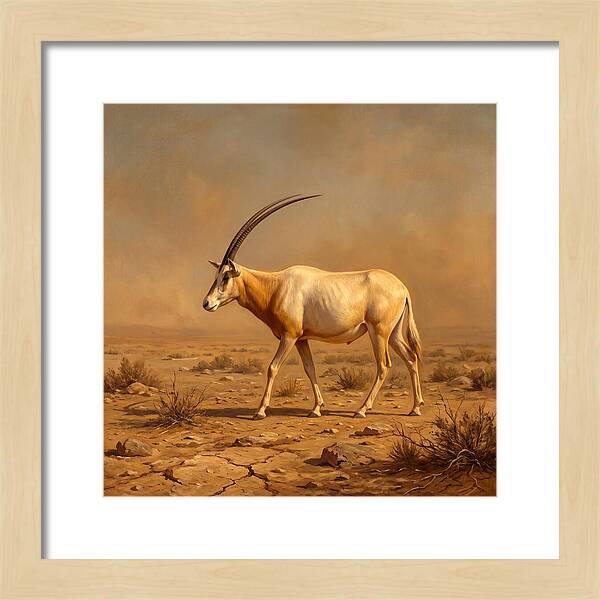 Scimitar Oryx In Desert Landscape