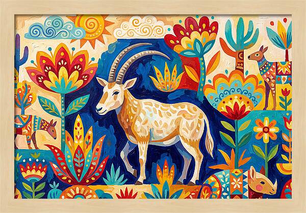 Scimitar Oryx In Vibrant Landscape