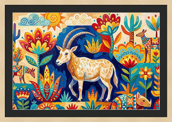 Scimitar Oryx In Vibrant Landscape