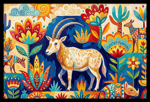 Scimitar Oryx In Vibrant Landscape