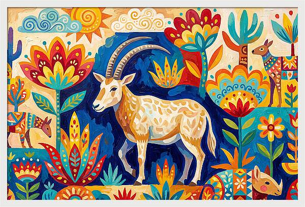 Scimitar Oryx In Vibrant Landscape