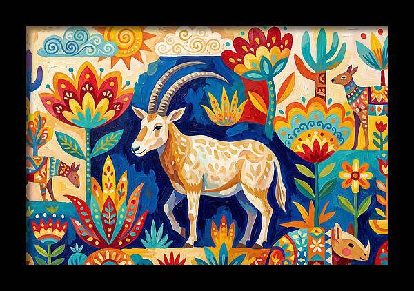 Scimitar Oryx In Vibrant Landscape