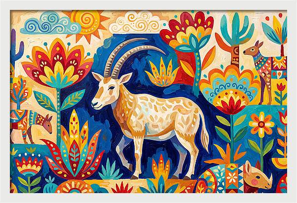 Scimitar Oryx In Vibrant Landscape